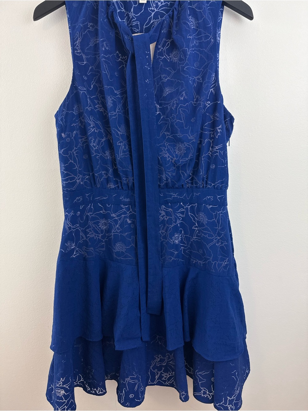TED BAKER Timmia Asymmetric Tiered Mini Dress. Cobalt blue. Size XL - Picture 6 of 11